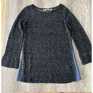 Soft Surroundings Bexley Pullover Black Marled Denim Accent Sweater Small